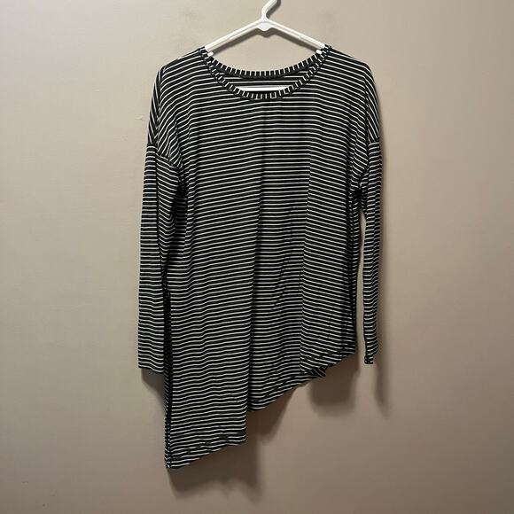 Lululemon To‎ The Point Long Sleeve Modern Stripe Heathered Black White Size 8 - Picture 2 of 6
